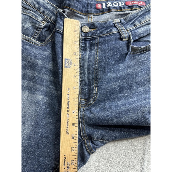 Izod Jeans Mens 36x32 Blue Straight Fit Denim Classic Button Fly Vintage Style - Picture 10 of 14